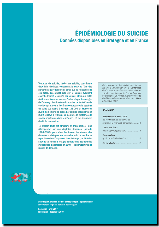 Épidémiologie du suicide en Bretgane